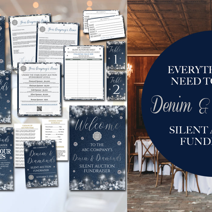Denim and Diamonds Theme Silent Auction Fundraiser Gala Event Templates and Ideas