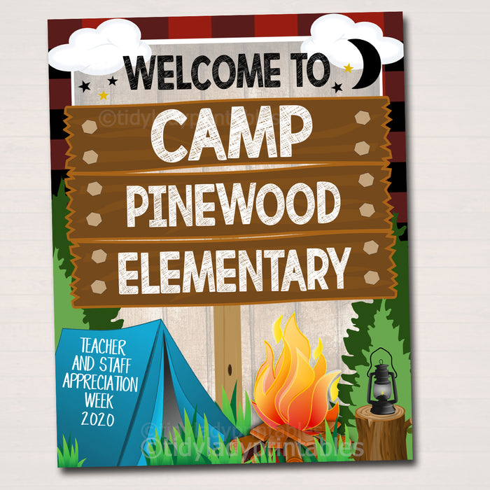 Camping Theme Teacher Appreciation Week Welcome Sign