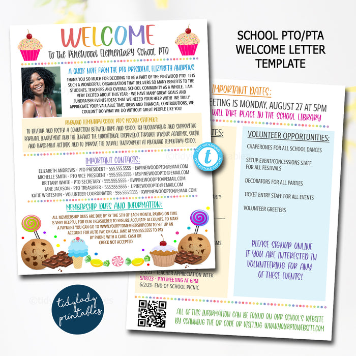 School Pto/Pta Candy Sweet Theme Volunteer Membership Recruitment Set