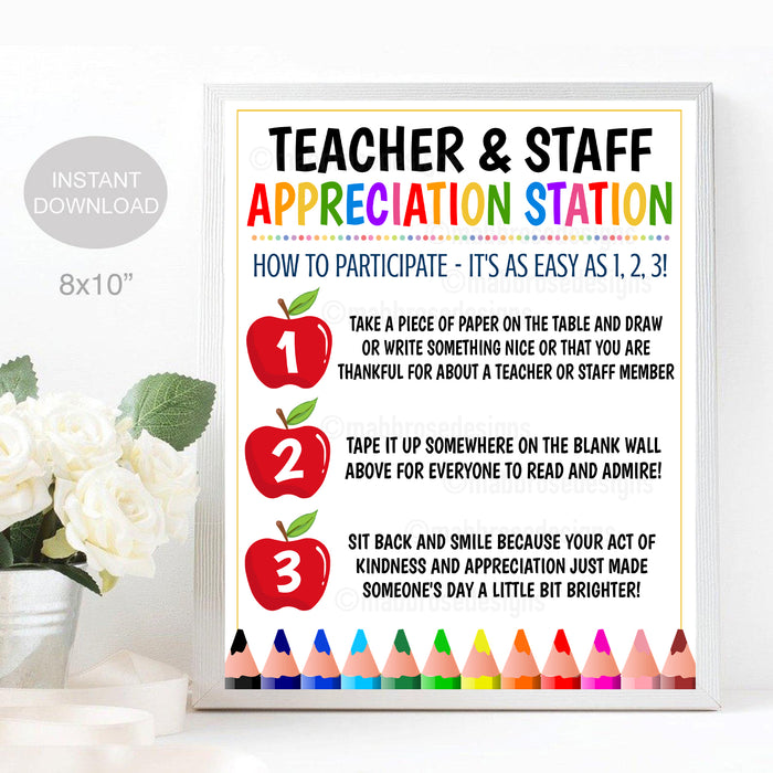 Teacher Appreciation Station Printable How To Instructions Sign