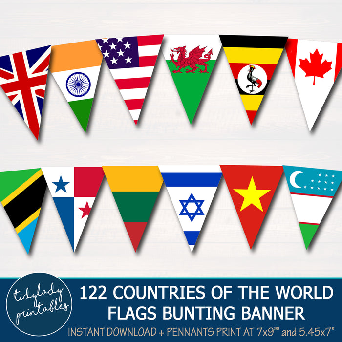 International World Countries Flag Pennant Banner Printables