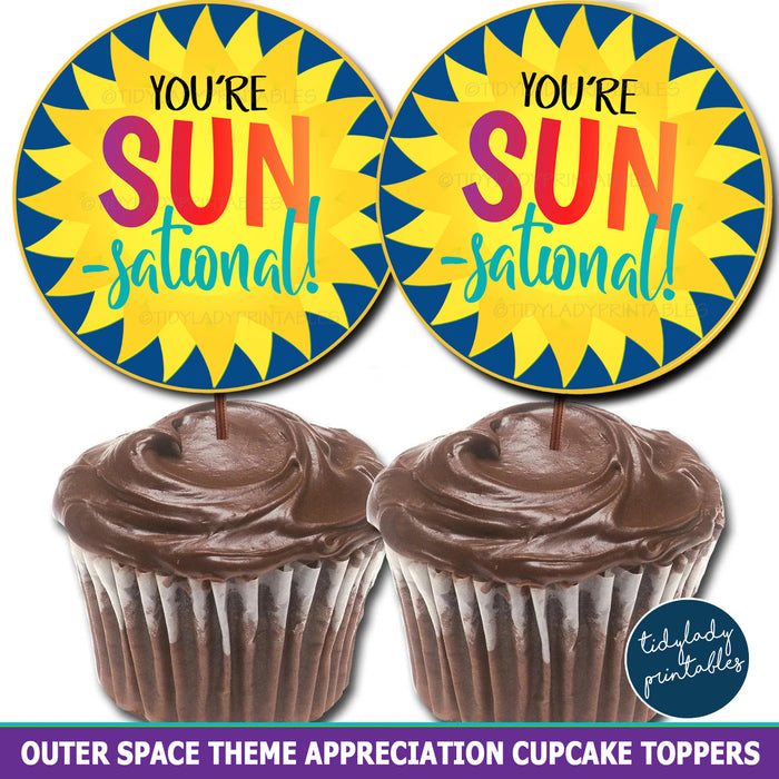 Outer Space Theme Sun Appreciation Printable Cupcake Toppers