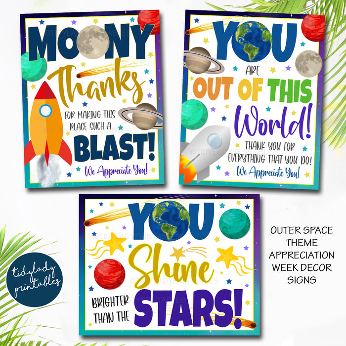 Outer Space Theme Teacher Appreciation Week Printable Party Set