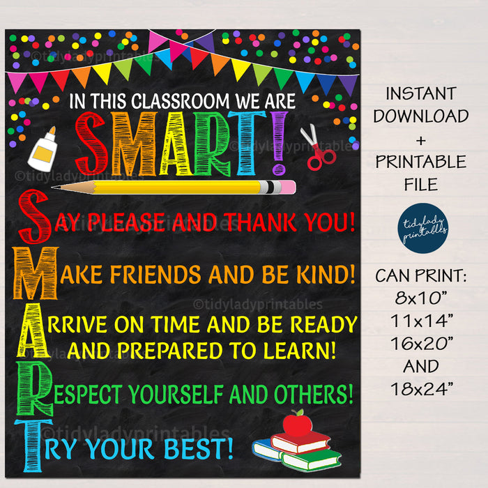 Smart Acronym Classroom Rules Poster