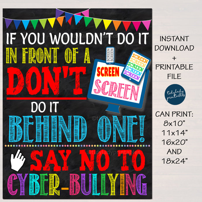 Anti Cyber Bully Poster Classroom Decor Printable Poster