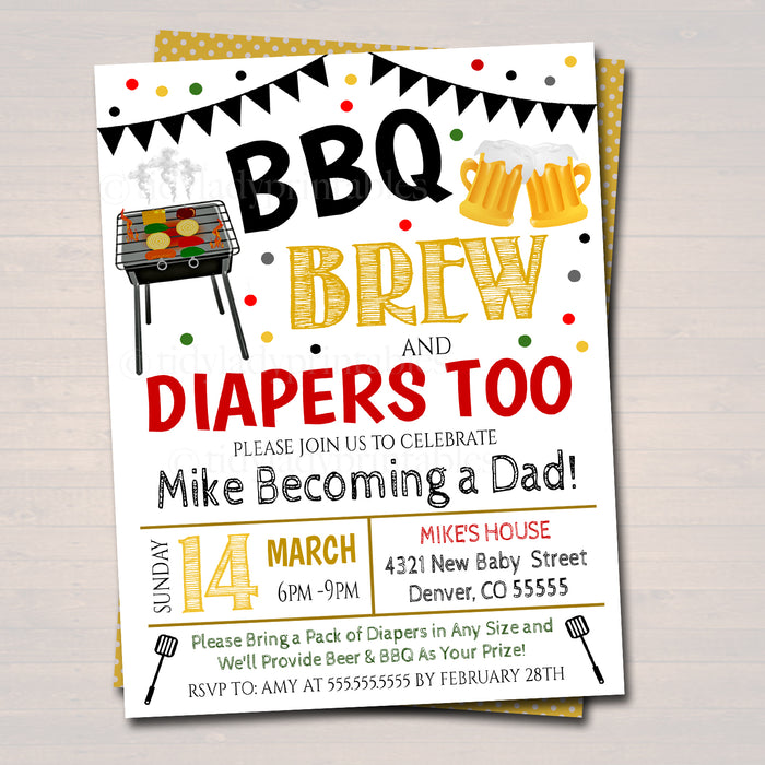 BBQ and Beer Baby Shower Invitation - Editable Template