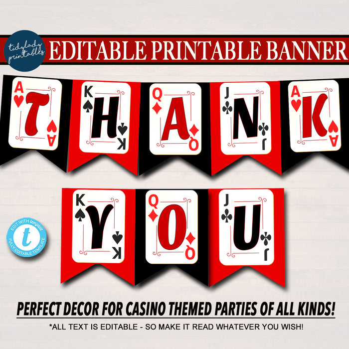 Printable Casino Party Bunting Banner
