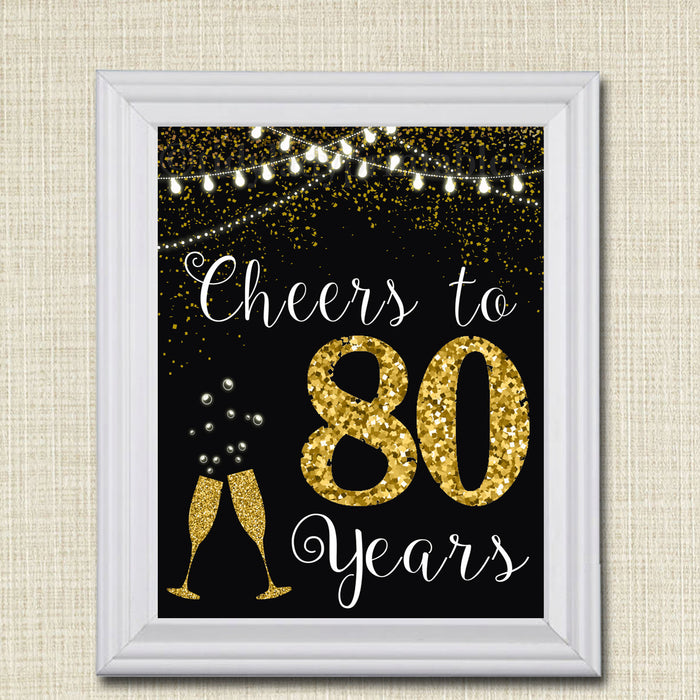 Cheers to Eighty Years, Cheers to 80 Years 80th Wedding Sign, 80th Birthday Sign, 80th Party Decorations, 80th Anniversary INSTANT DOWNLOAD