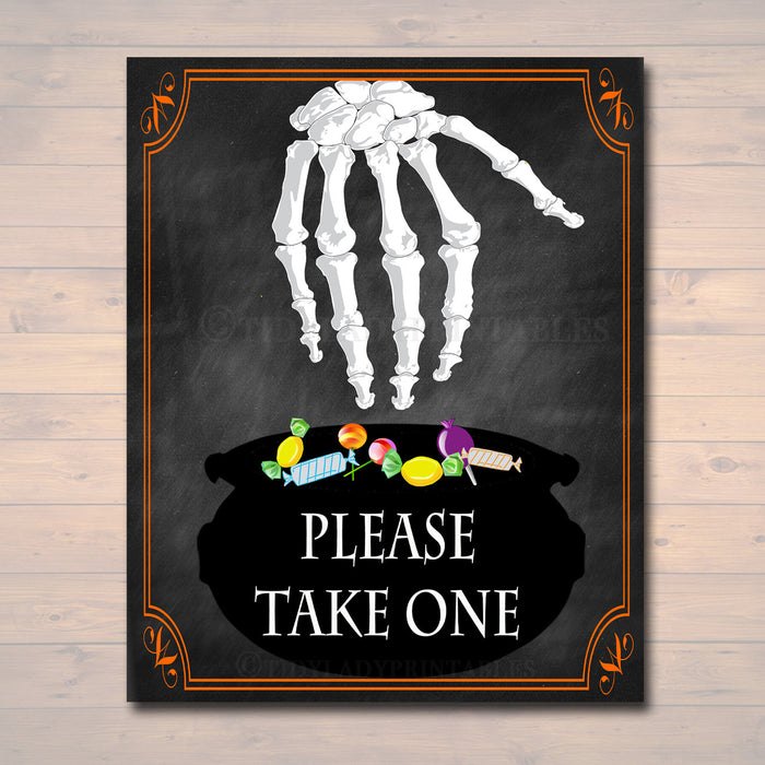 Please Take One Halloween Candy Sign, Chalkboard Halloween Decor, Candy Bar Sign, Trick or Treat Sign, Halloween Wedding, INSTANT DOWNLOAD