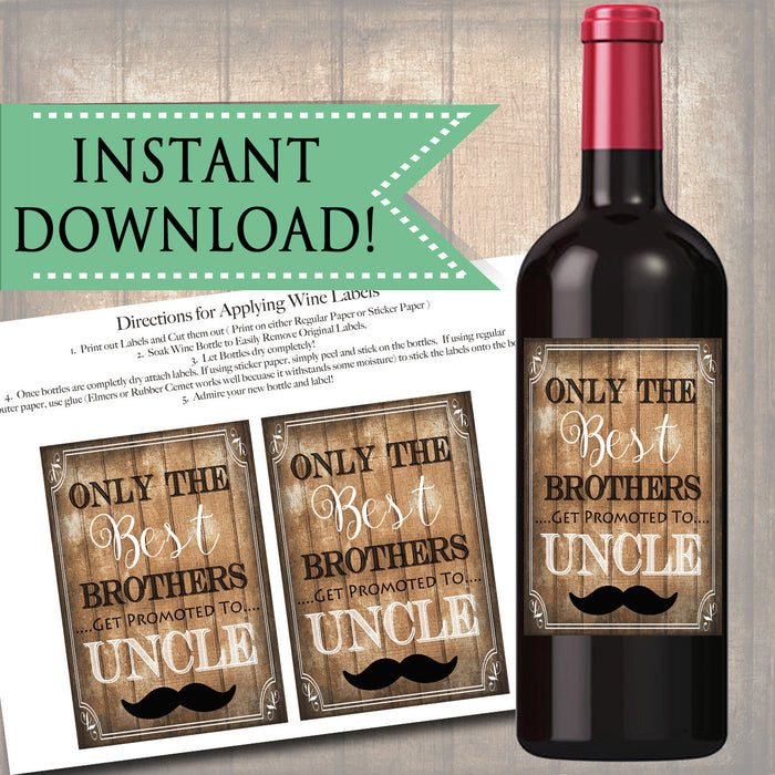 Best Brothers Get Promoted to Uncle, Beer & Wine Label Pregnancy Announcement INSTANT DOWNLOAD, You're Going to Be An Uncle Pregnancy Reveal
