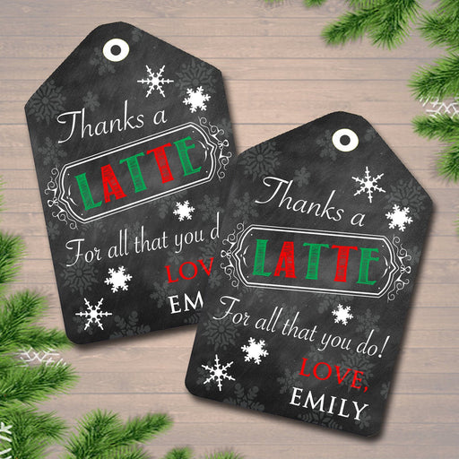 EDITABLE Gift Tags, Thanks a Latte Gift Tags, Christmas Thanks a Latte Gift Card Holder, Printable Holiday Teacher Gifts, INSTANT DOWNLOAD