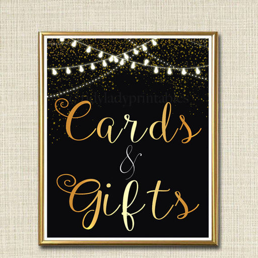 Cards & Gifts Signs, Black and Gold Party Decor, Graduation Party, Birthday Party, Wedding Decorations, Card Table, Gift Table Art Printable