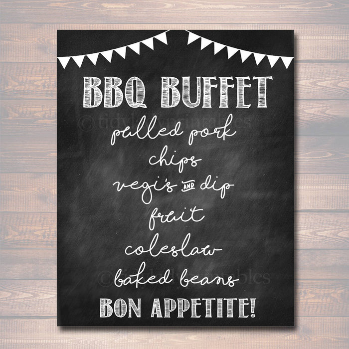 BBQ Menu Sign, Chalkboard Sign, Party Decor, Barbecue Buffet, Printable,  Sign, BBQ Party, Graduation, Wedding I do Barbecue