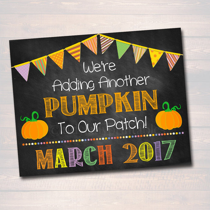 Fall Pregnancy Announcement, Printable Chalkboard Photo Prop, Fall Pregancy Reveal, Adding Another Pumpkin to Our Patch, Halloween Pregnancy