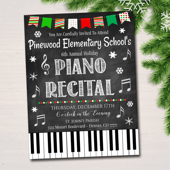 Christmas Concert Piano Recital Invitation/Flyer,  Invite, pta, pto flyer, Invitation Church School Event