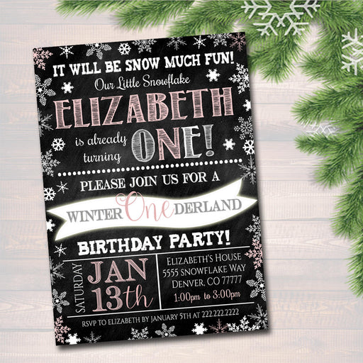 EDITABLE Winter Onederland Invitation, 1st Birthday Chalkboard Invite First Birthday Digital Invite Winter Wonderland Party INSTANT DOWNLOAD