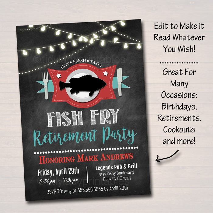 Fish Fry Party Invite, Family Picnic, Lent Church Event, Printable Invitation Company Flyer, Southern BBQ Party, Fundraising Event