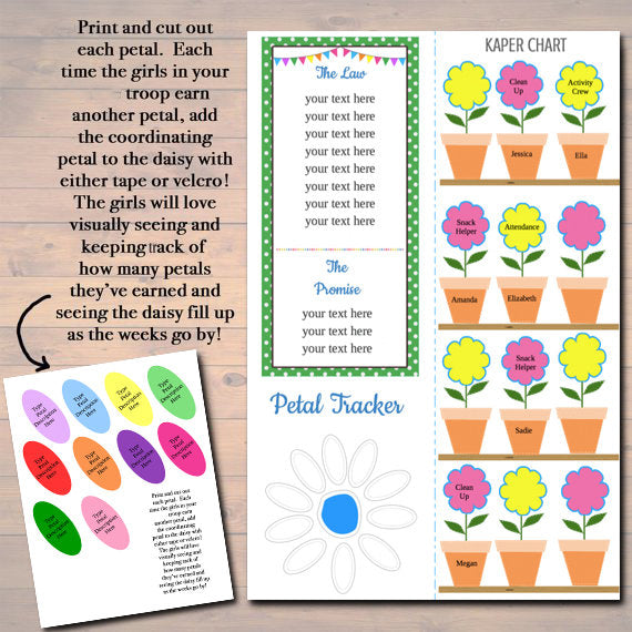 Daisy Kaper Chart & Meeting Display Board INSTANT +  Daisy Troop Leader Forms, Daisy Meetings, Welcome Printable Panels