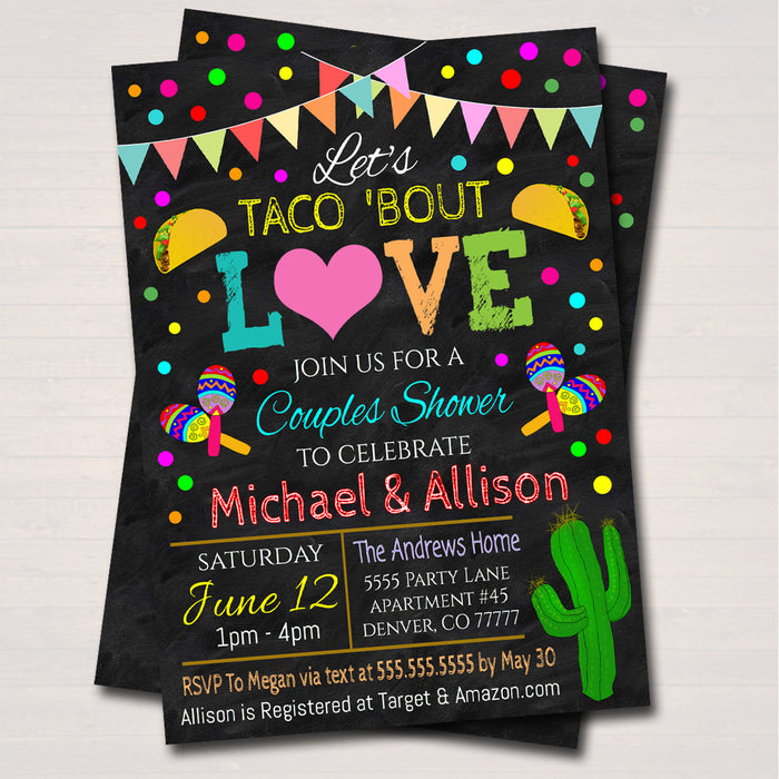 Let's Taco 'Bout Love Invite, Fiesta Nacho Average Bridal Shower, Printable Wedding Couples Shower Party Invite