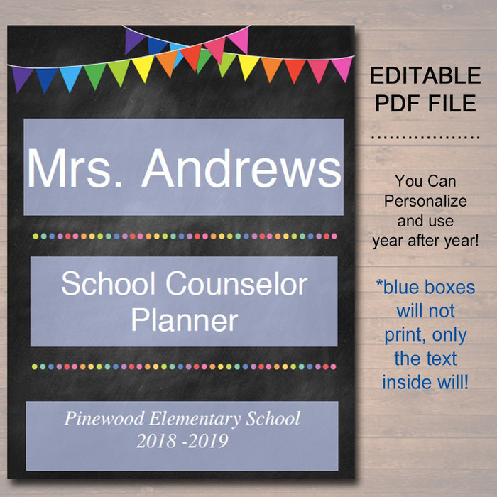 Printable Counselor Planner, Editable Undated Perpetual Calendar, INSTANT DOWNLOAD - 62 Pages, Lesson Plan Meeting Notes School Psychologist