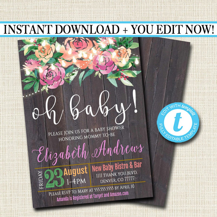 Oh Baby! Diy Baby Shower Template Invitation