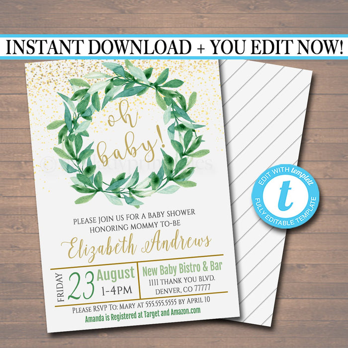 Oh Baby! Baby Shower Invitation - Editable Template