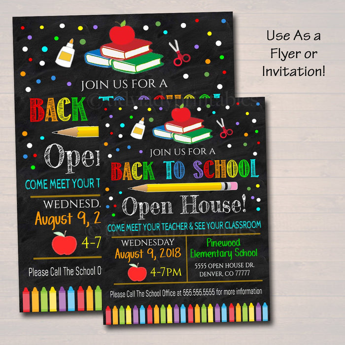 School Open House Event Flyer Invite - Printable Template