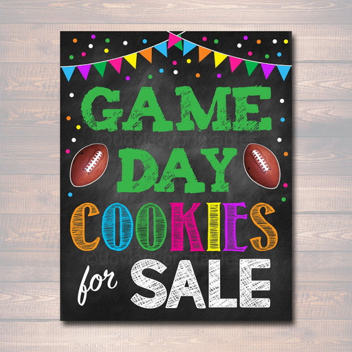 Printable Cookie Booth Sign, Football Game Day Cookies For Sale, Cookie Poster, Digital Superbowl Cookie Booth Decor Banner INSTANT DOWNLOAD