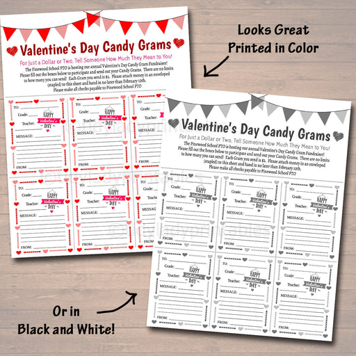 EDITABLE Valentine's Day Candy Gram Flyer, School Fundraiser Template, Valentine School Church Community Event, Pto Pta, INSTANT DOWNLOAD