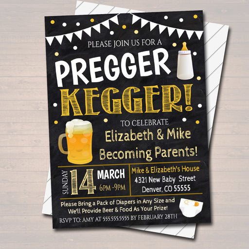 EDITABLE Pregger Kegger Invite, A Diapers and Beer Couples Shower, Baby Keg Party, Baby Sprinkle Chalkboard Invitation, INSTANT DOWNLOAD
