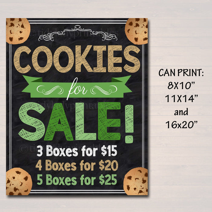 Cookie Booth Price Sign, Stop Cookies For Sale! Printable Cookie Drop Banner, Cookie Booth Sales Poster, INSTANT DOWNLOAD Fundraiser Booth