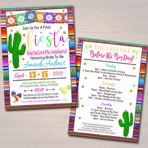 EDITABLE Fiesta Bachelorette Party Invitation Cinco De Mayo, Girls Weekend Party Invite, Desert Cactus Boho Final Fiesta INSTANT DOWNLOAD