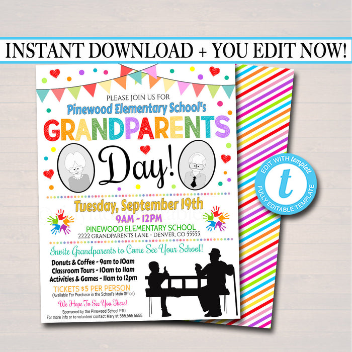 Grandparents Day Invite Breakfast Social Event - Printable Template