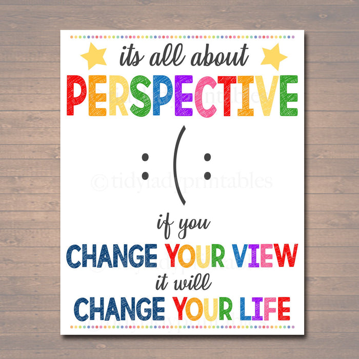 Guidance Counselor Office Decor, Classroom Decor, High School Classroom Poster, All About Perspective Poster, Teen Psychologist, Therapist