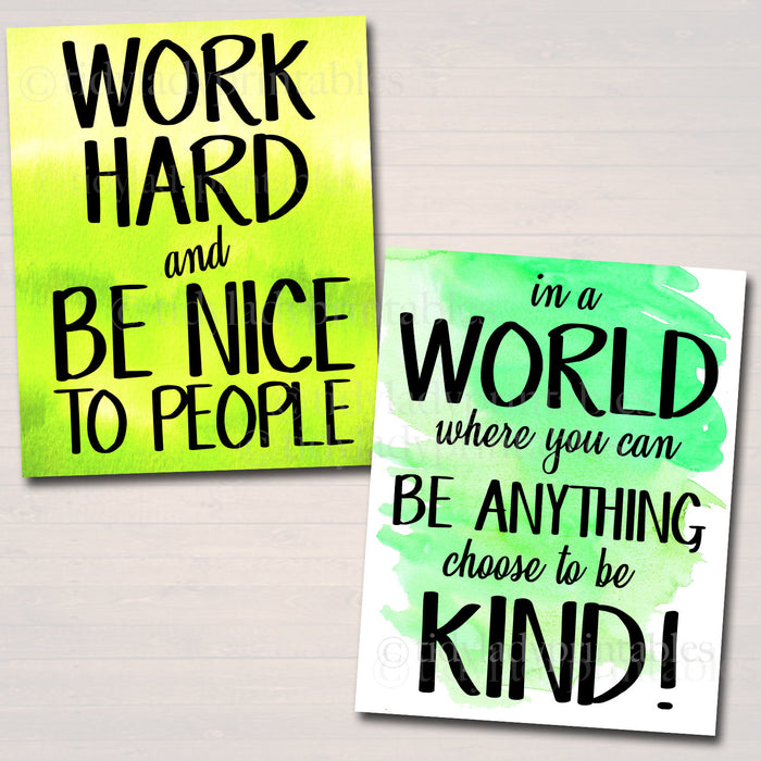 SET OF 12 Inspirational Watercolor Printable Posters School Counselor Teacher Social Worker Classroom Green Office Decor Kindness You Matter