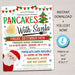 EDITABLE Pancakes with Santa Flyer, Breakfast with Santa Invitation Kids Christmas Party Printable Community Holiday School Fundraiser Flyer