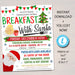 EDITABLE Breakfast with Santa Flyer, Pancakes with Santa Invitation Kids Christmas Party Printable Community Holiday School Fundraiser Flyer
