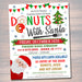 EDITABLE Donuts with Santa Flyer, Breakfast with Santa Invitation Kids Christmas Party Printable, Community Holiday School Fundraiser Flyer