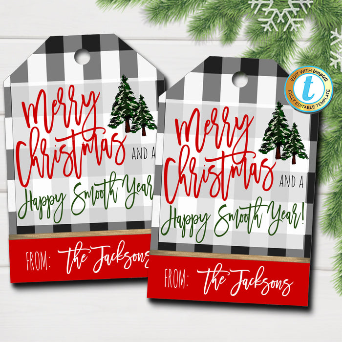 Christmas Gift Tags, Merry Christmas and a Happy Smooth Year, Lotion Soap Gift Tag, Holiday Appreciation, Secret Santa,  Template
