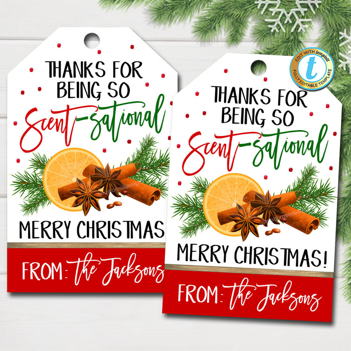 Christmas Gift Tags, Thanks for Being so Scent-sational, Lotion Soap Gift Tag, Holiday Teacher Appreciation, Secret Santa,  Template