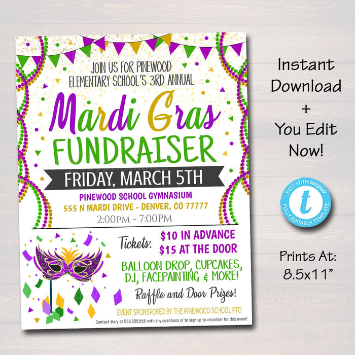 Mardi Gras Fundraiser Flyer