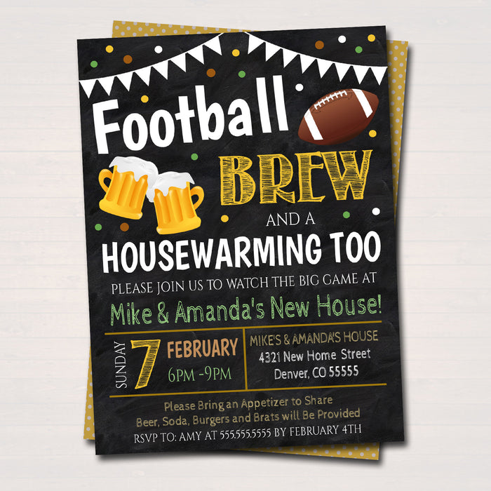 Football and Beer Housewarming Party Invitation