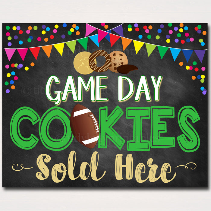 Football Cookie Booth Sign, Game Day Cookies Sold Here Printable
