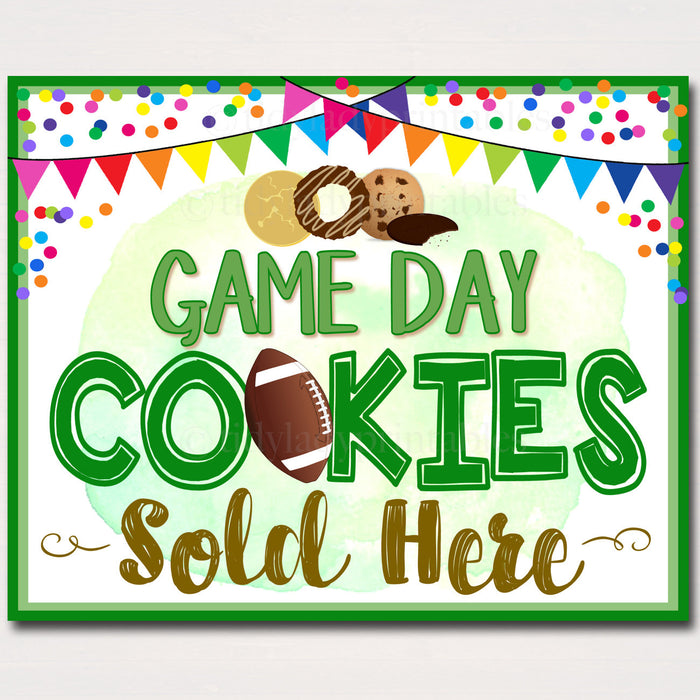 Football Cookie Booth Sign, Game Day Cookies Sold Here Printable