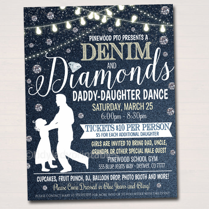 Daddy Daughter Dance, Denim and Diamonds Blue Jeans and Bling Theme