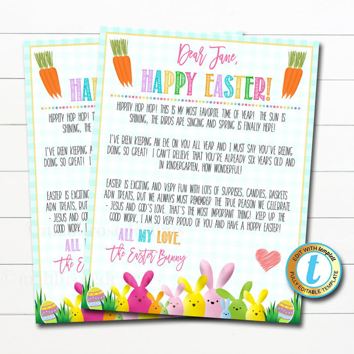 Easter Bunny Scavenger Hunt Game - Printable Clue Cards - Kids Easter Morning Letter From Easter Bunny - DIY Instant Download Editable Template