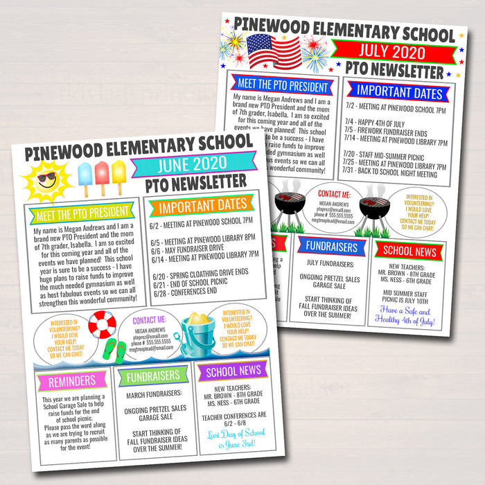 Pto Pta Newsletter Template Set, Classroom Printable Handout Flyer, Seasonal School Year Meeting Agenda Organizer, EDITABLE Template