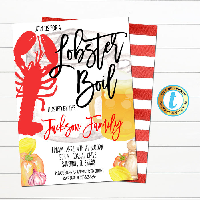 Lobster Boil Invitation - Editable Template