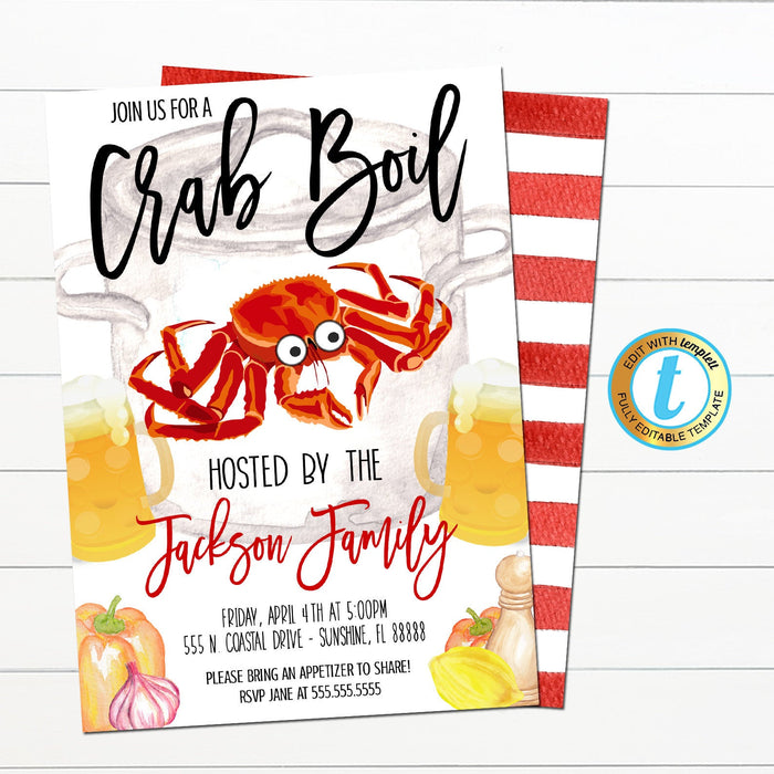 Crab Boil Invitation - Editable Template