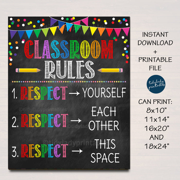 High School Teacher Classroom Rules Printable Poster
